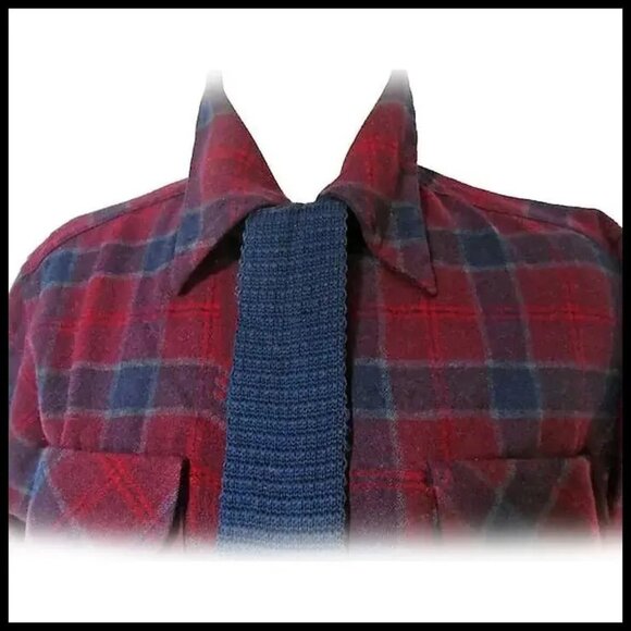 Mens Vintage Skinny Square Tie Navy Blue Cotton Knit by Rooster - Picture 4 of 14